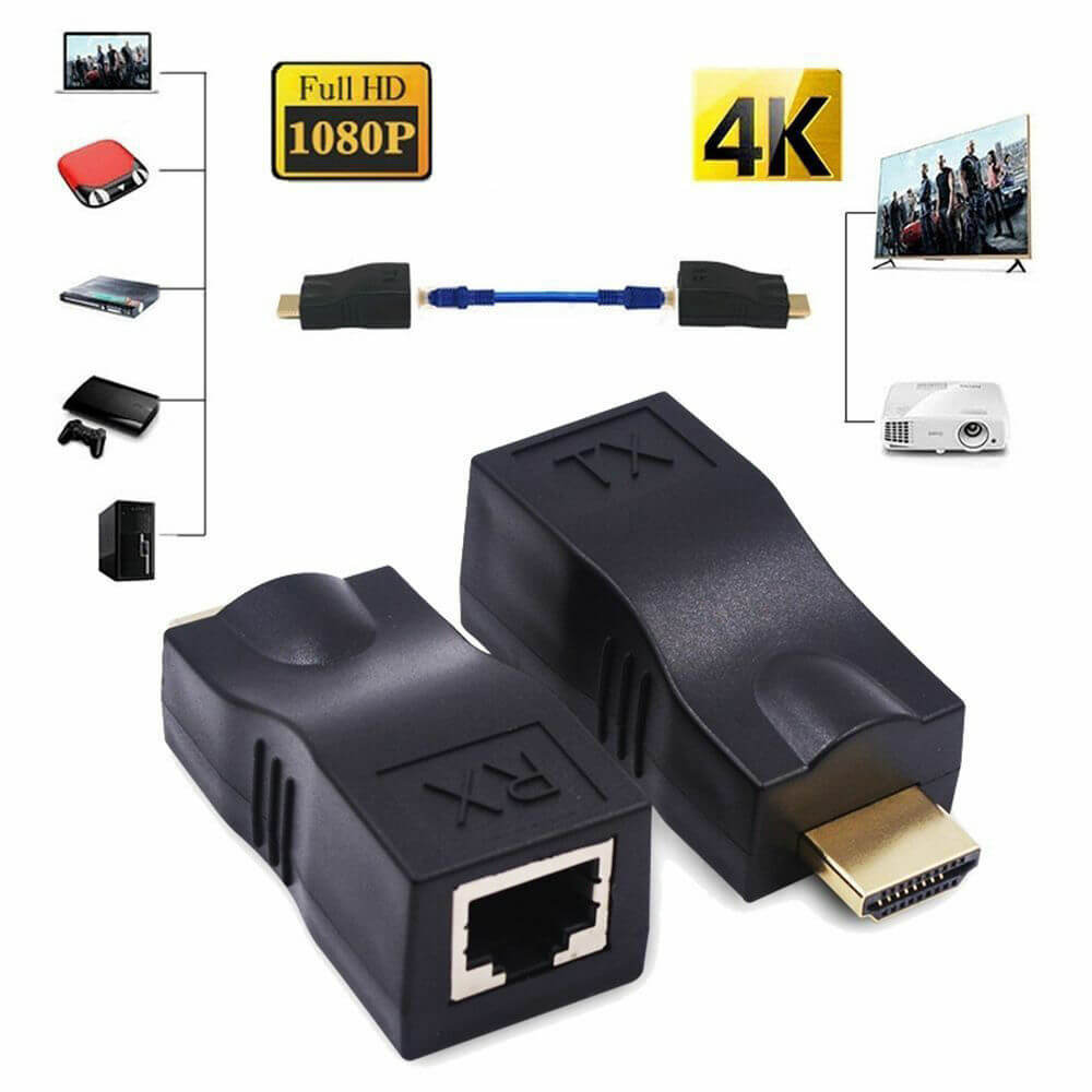 30 Metre Hdmi Extender Uzatma - Cat5 Cat6 Üzerinden Uzatma - 4K