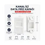 45x22.5 Data-Telefon Kapağı FacePlate - RJ45 RJ11 Uyumlu - Boş Tekli