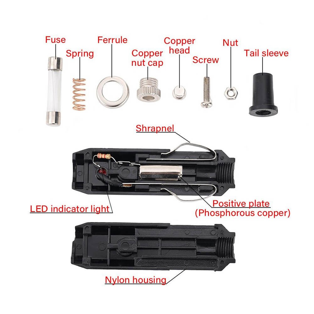 12v Oto Araç Çakmak Fiş Erkek Sigortalı Ledli Kablo Tip - Demonte