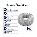 50 Metre CCTV Kamera Kablosu 2+1 0.22mm Güvenlik Kablosu