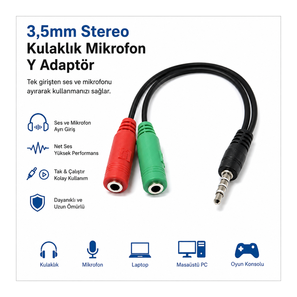 Kulaklık Ses Mikrofon Ayırıcı Dönüştürücü Çoklayıcı