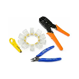 RJ45 Sıkma Pensesi Seti 100'lü Konnektör ve Yan Keski