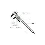 150mm Dijital Kumpas - 3 Düğmeli Geniş Ekran Kalınlık Ölçer - Kutulu + Yedek Pil