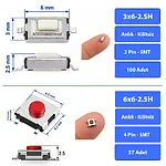 350 Adet 9 Çeşit DIP SMD Push Button Switch Basmalı Buton Seti