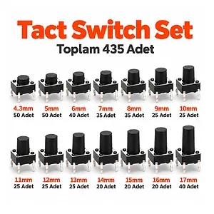 435 Adet 14 Çeşit 6x6mm Tact Switch 4 Pin DIP Buton Seti