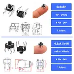 237 Parça 14 Çeşit Micro Switch Tact Buton Seti SMD SMT DIP
