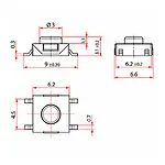 6x6x3.1 mm SMD Tact Switch 4 Pin Anlık Basmalı Buton - Kırmızı