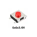 6x6x3.4 mm SMD Tact Switch 4 Pin Anlık Basmalı Buton - Kırmızı