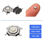 5.2x5.2x1.5 mm SMD Tact Switch 4 Pin Anlık Buton - Beyaz