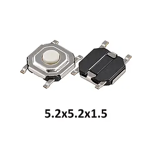 5.2x5.2x1.5 mm SMD Tact Switch 4 Pin Anlık Buton - Beyaz