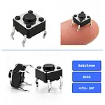 6x6x5 mm DIP Tact Switch 4 Pin Anlık Basmalı Buton