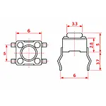 6x6x5 mm DIP Tact Switch 4 Pin Anlık Basmalı Buton