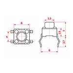 6x6x7 mm DIP Tact Switch 4 Pin Anlık Basmalı Buton