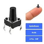 6x6x9 mm DIP Tact Switch 4 Pin Anlık Basmalı Buton