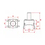 6x6x9 mm DIP Tact Switch 4 Pin Anlık Basmalı Buton