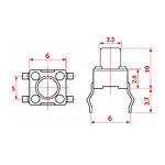 6x6x10 mm DIP Tact Switch 4 Pin Anlık Basmalı Buton