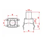 6x6x11 mm DIP Tact Switch 4 Pin Anlık Basmalı Buton