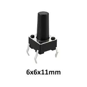 6x6x11 mm DIP Tact Switch 4 Pin Anlık Basmalı Buton