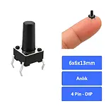 6x6x13 mm DIP Tact Switch 4 Pin Anlık Basmalı Buton