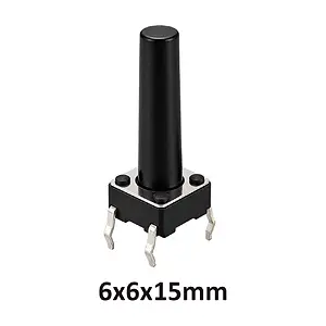 6x6x15 mm DIP Tact Switch 4 Pin Anlık Basmalı Buton