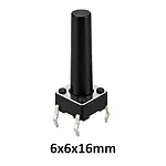 6x6x16 mm DIP Tact Switch 4 Pin Anlık Basmalı Buton