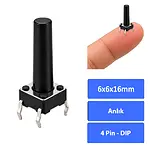 6x6x16 mm DIP Tact Switch 4 Pin Anlık Basmalı Buton