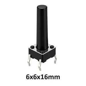 6x6x16 mm DIP Tact Switch 4 Pin Anlık Basmalı Buton