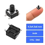 4.5x4.5x6 mm SMD Tact Switch 4 Pin Anlık Basmalı Buton
