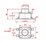 4.5x4.5x6 mm SMD Tact Switch 4 Pin Anlık Basmalı Buton
