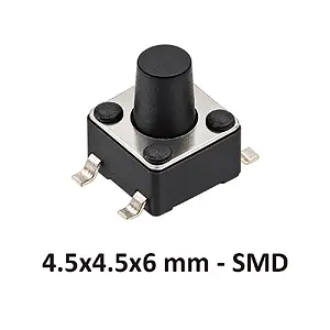 4.5x4.5x6 mm SMD Tact Switch 4 Pin Anlık Basmalı Buton