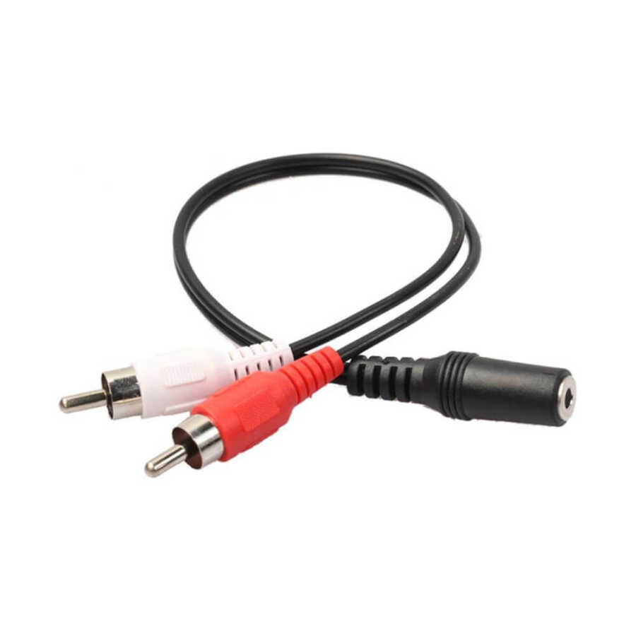 2 RCA Erkek - 3,5mm Stereo Dişi Ses Dönüştürücü