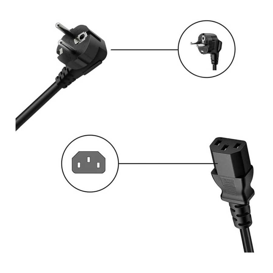 C13 Bakır Power Kablo - Standart Power Güç Kablosu - 3*1.5mm²