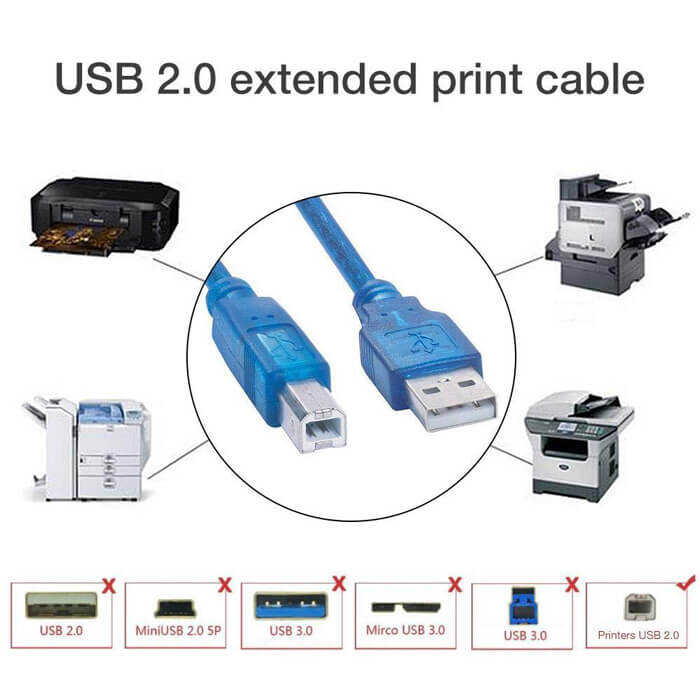 5 Metre Usb Yazıcı Kablosu - HP Canon Brother Printer Kablosu 5m