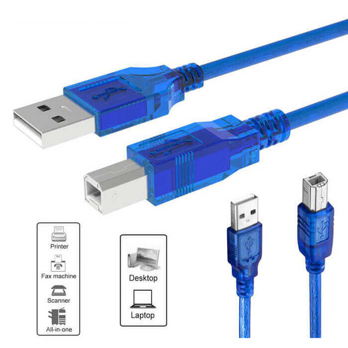5 Metre Usb Yazıcı Kablosu - HP Canon Brother Printer Kablosu 5m