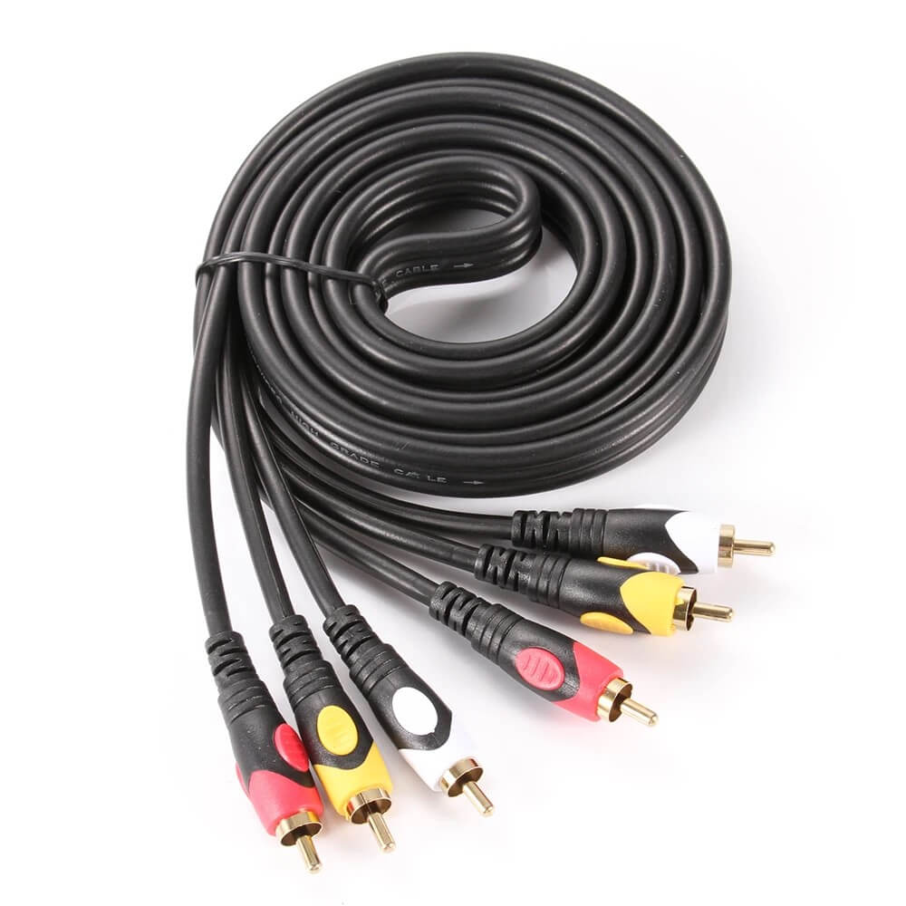 Koodmax - 3RCA Erkek to 3 Rca Lale Tos Scart Kompozit Ses Video Av Kablosu - 1.8 Metre