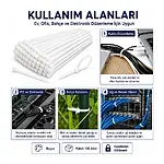 3.6x300Mm - Beyaz - 30Cm Kablo Bağı - Cırt Kelepçe - 100 adet