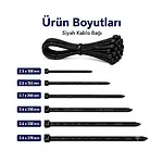2.5*100mm - Siyah - 10cm Kablo Bağı - 100 Adet Kelepçe
