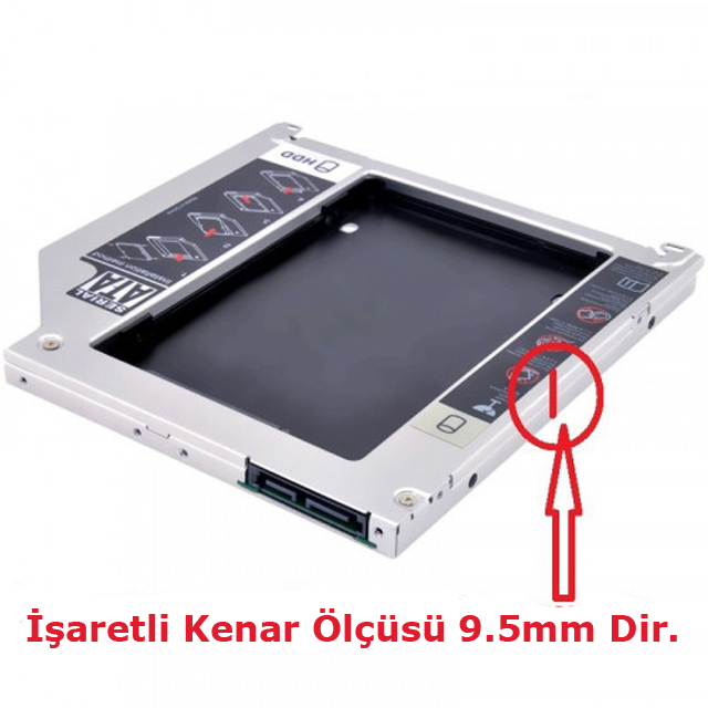 9.5mm - (Dış : Sata) - (İç : Sata) - SSD Kızak - Caddy