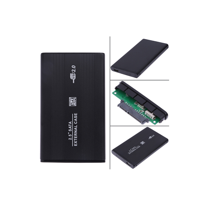2.5" Usb 2.0 Sata Hdd Harddisk Kutusu Alüminyum Gövde - Harici Hdd Kutu - Siyah