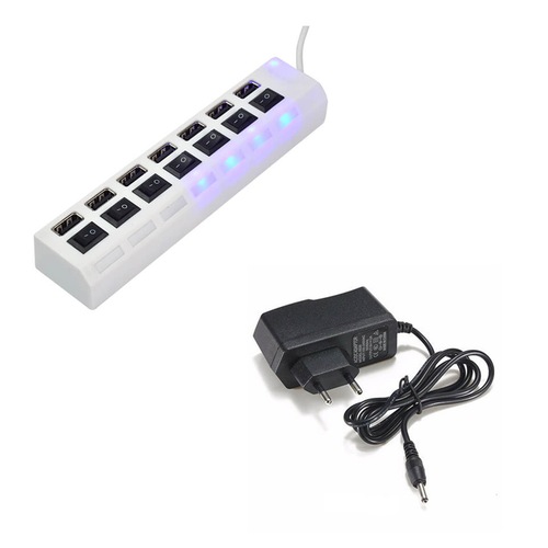 7 Port Usb Hub Çoklayıcı Anahtarlı Switch Işıklı Beyaz Adaptörlü (491059560)
