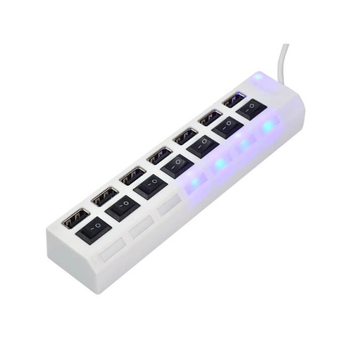 7 Port Usb Hub Çoklayıcı Anahtarlı Switch Işıklı Beyaz Adaptörlü (491059560)