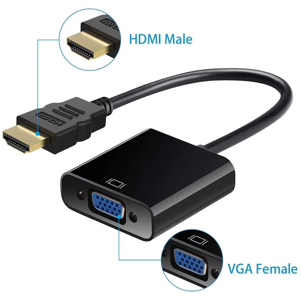Hdmi to VGA Çevirici Kablo - Siyah