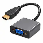 Hdmi Vga Kablo Dönüştürücü Adaptör Siyah - HDMI to VGA - Ses Aktarmaz - AG6200 Cipli