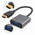 Hdmi Vga Kablo Dönüştürücü Adaptör Siyah - HDMI to VGA - Ses Aktarmaz - AG6200 Cipli