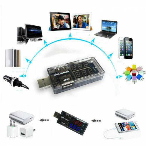 USB Voltmetre - USB Ampermetre - USB Voltaj ve Akım Ölçer - Çift USB Çıkışlı