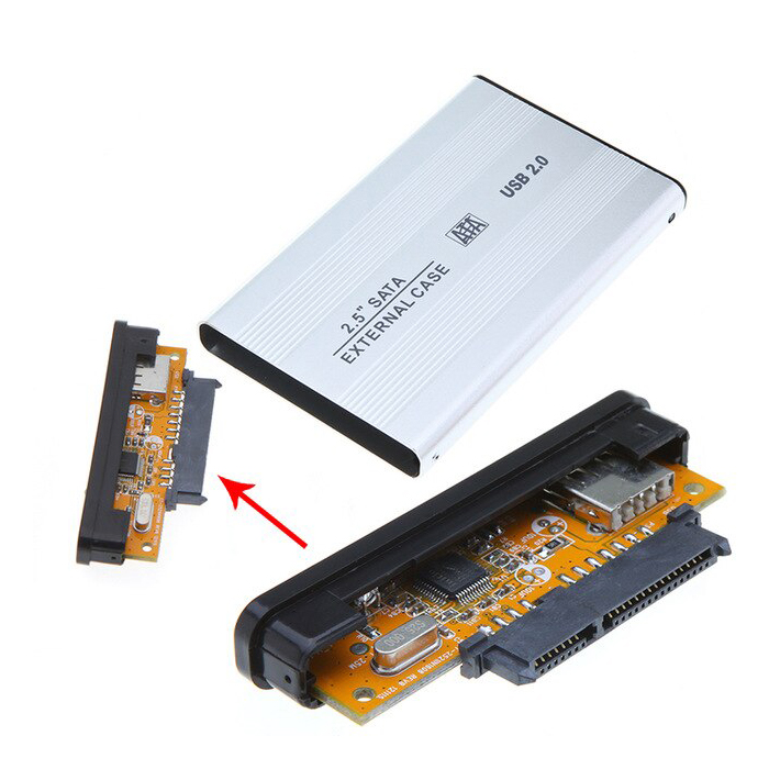 2.5" Usb 2.0 Sata Hdd Harddisk Kutusu Alüminyum Gövde - Harici Hdd Kutu - Gümüş Gri