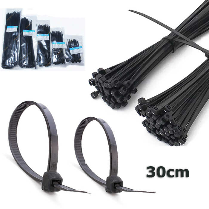 3.6*300mm - Siyah - 30cm Kablo Bağı Cırt Kelepçe