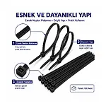 3.6*300mm - Siyah - 30cm Kablo Bağı Cırt Kelepçe
