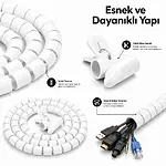 20 mm x 1.5 Metre Spiral Kablo Düzenleyici Kablo Toplayıcı Beyaz