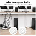 20 mm x 1.5 Metre Spiral Kablo Düzenleyici Kablo Toplayıcı Beyaz